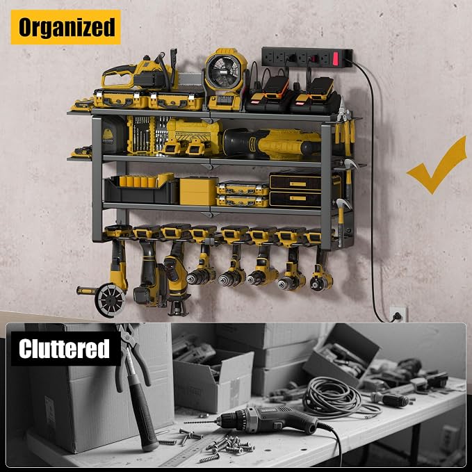 Heavy Duty 4-Tier Power Tool Organizer Wall Mount Rack, Quick Assembly Tool - Image 9
