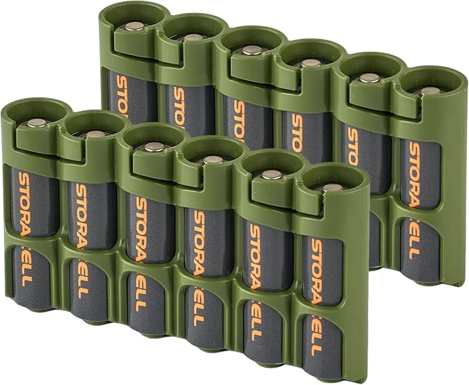 Storacell Slimline AA-6 Battery Storage Caddy and Dispenser, Military Green by Storacell