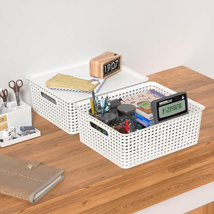 Hespama 6-Pack Plastic Weave Storage Basket - Image 3