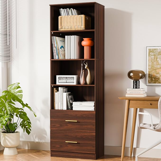 Cozy Castle 74.1'' Bookshelf, Tall Bookcase by CozyCastle
