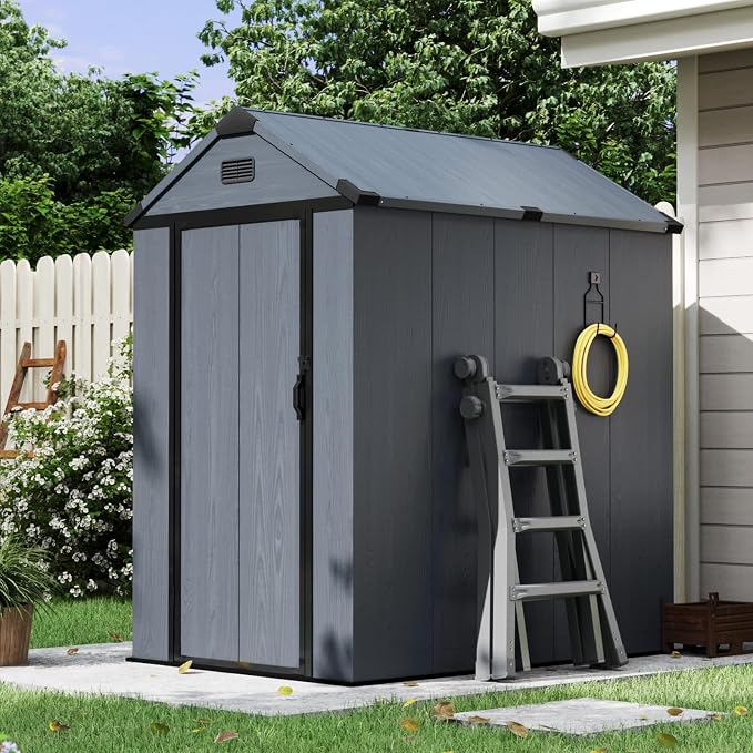 Aoxun 4×6 FT All-Weather Resin Storage Shed, Outdoor Plastic Tool Shed by Aoxun