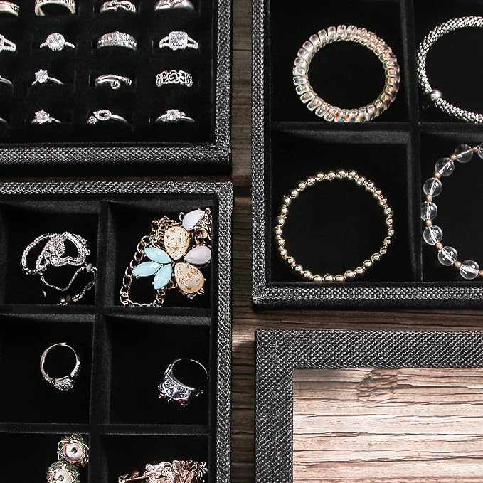 Julysky 4 Pcs/set Stackable Jewelry Organizer Trays - Image 6