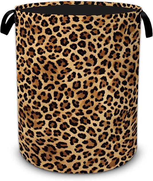 Leopard Print Laundry Basket Foldable Waterproof Oxford Cloth Tote Bag Laundry by Unknown