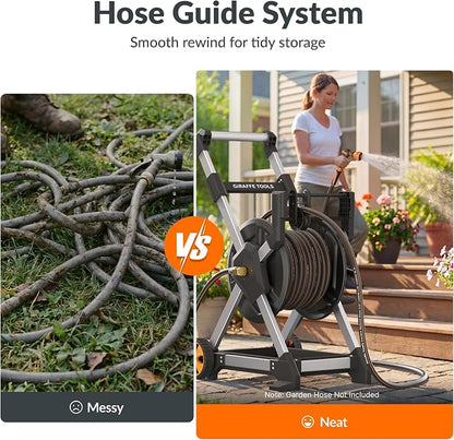 Giraffe Tools Garden Hose Reel Cart, 125FT 5/8" Hose Capacity, Heavy Duty Water - Image 4