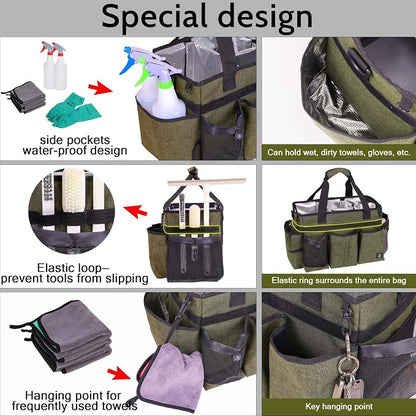 Large Cleaning Caddy Bag Built-in Sturdy Support Board, Cleaning Organizer - Image 4