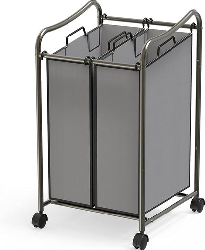 Simple Houseware 2-Bag Heavy Duty Rolling Laundry Sorter Cart, Dark Gray – 2 by SimpleHouseware