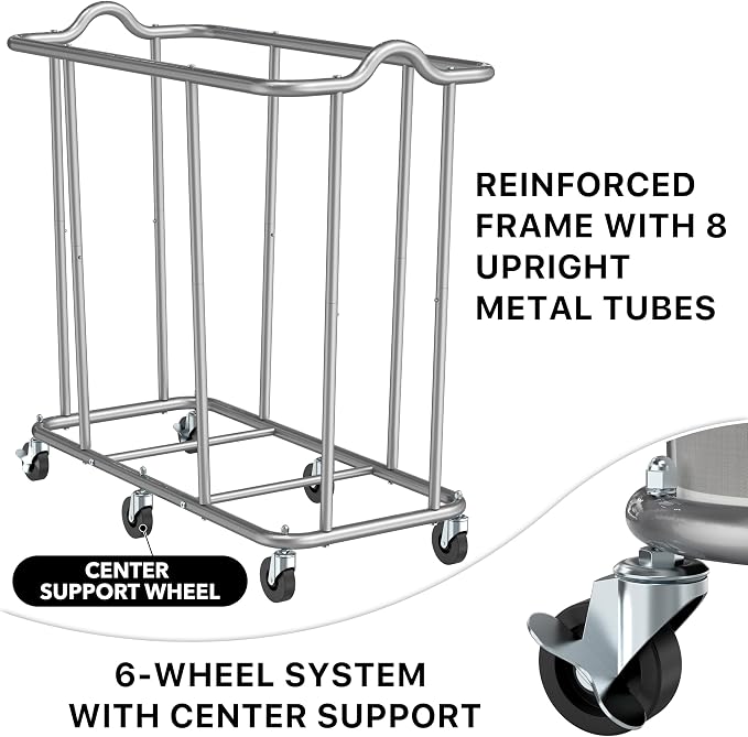 Simple Houseware Extra Large 2 Section Rolling Laundry Cart 265 Liter – Heavy - Image 3