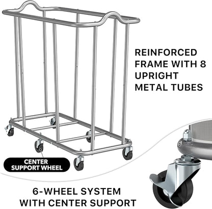 Simple Houseware Extra Large 2 Section Rolling Laundry Cart 265 Liter – Heavy - Image 3