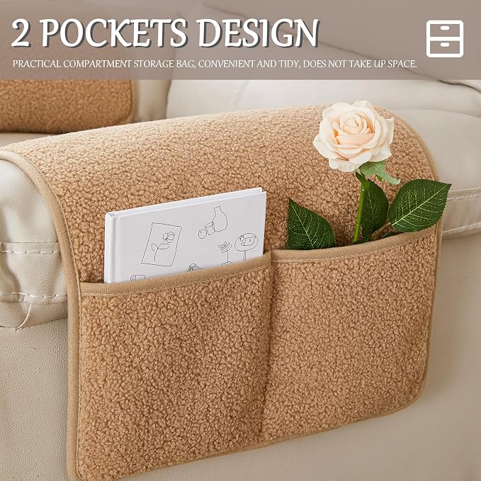Armrest Cover, Recliner Chair Protector, Furniture Protector Slip, Side Storage - Image 4