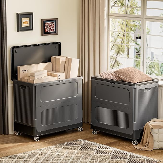 HAIXIN Large Storage Bin with Lid - 130QT Flip-top Storage Box with Wheels 32.5 - Image 4