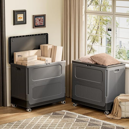 HAIXIN Large Storage Bin with Lid - 130QT Flip-top Storage Box with Wheels 32.5 - Image 4