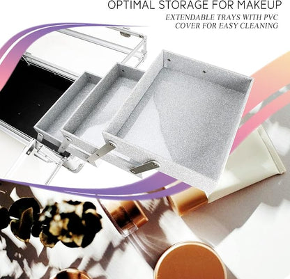 Ver Beauty Makeup Train Case 14 inch Armored Acrylic Large Portable Cosmetic - Image 5