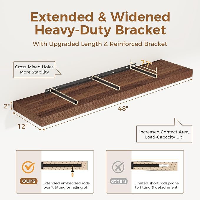 Floating Shelves 48 Inch Long, 12 Inch Deep Floating Shelves - Image 2