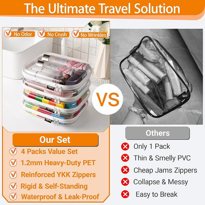 YQBRAO 4-Pack Clear Diaper Bag Organizer Pouches, 1.2mm Ultra-Thick PET Travel - Image 2