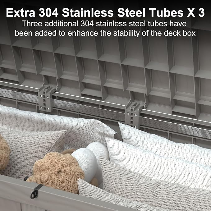 Vixzen 121 Gallon Resin Deck Box, Lockable Outdoor Storage Box - Image 5