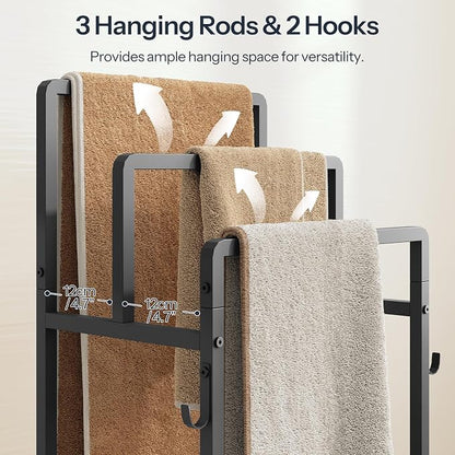 HOOBRO Freestanding Towel Rack for Small Bathroom, 3-Tier Towel Holder - Image 8