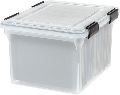 IRIS USA WeatherPro File Box Organizer, Letter/Legal, 32 Qt. Clear | Protect by IRISUSA