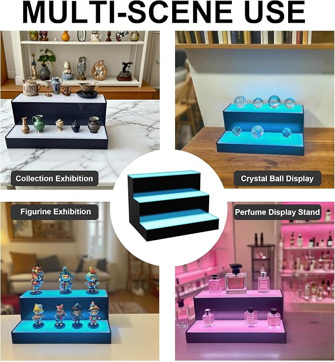 MESAlLUP 20 Inch 2 Tier Lighted Liquor Bottle Display Shelf, LED Bar Shelves - Image 7