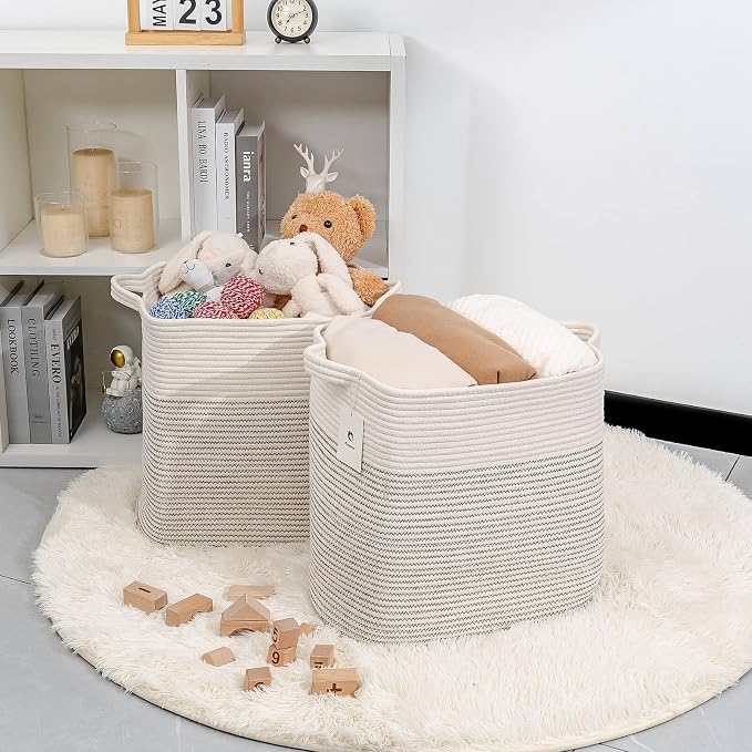 Storage Baskets for Clothes Fabric Cotton Rope Storage Basket - Image 4
