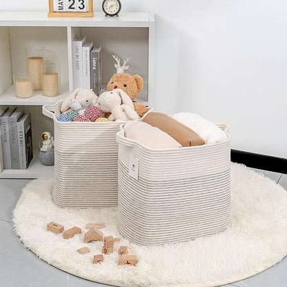 Storage Baskets for Clothes Fabric Cotton Rope Storage Basket - Image 4