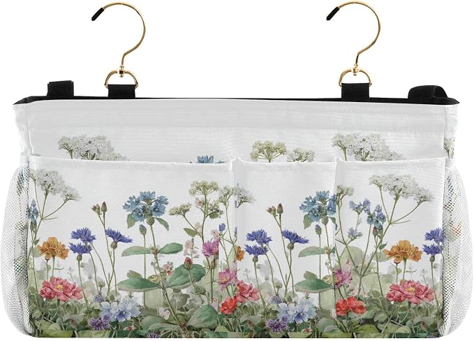 Wildflower Bloom Blue Bedside Caddy by QwThum
