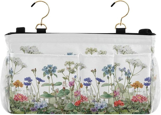 Wildflower Bloom Blue Bedside Caddy by QwThum