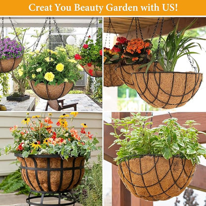 4 Pack 8 Inch Hanging Basket Coco Liners Replacement, 100% Natural Round - Image 7