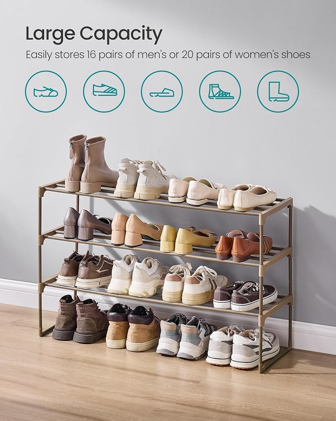 SONGMICS Shoe Rack, 3-Tier Shoe Organizer, Metal Storage Shelf, Upright or - Image 6