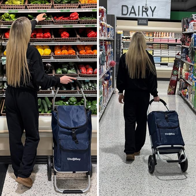 Ultra-Lightweight Blue Foldable Shopping Cart - Image 5