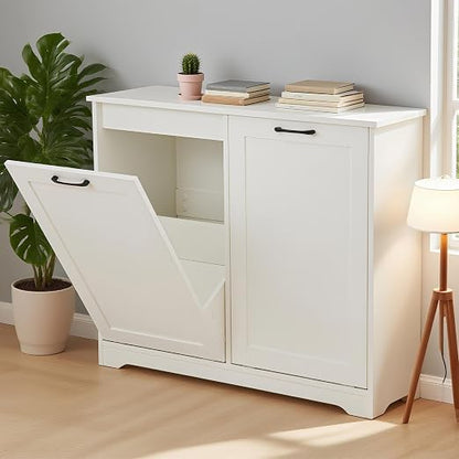 JAXPETY Double Tilt Out Trash Cabinet, Kitchen Hidden Garbage Can by JAXPETY