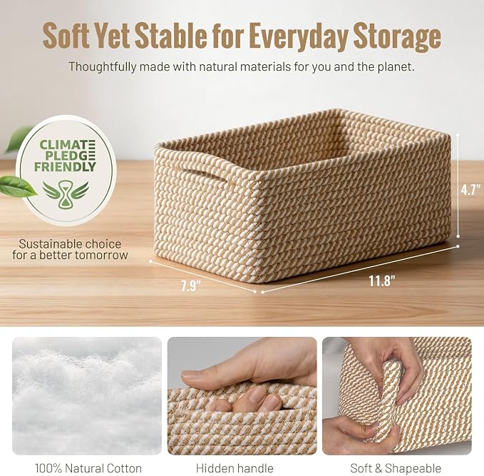 5 Pack Small Woven Storage Baskets - Image 3