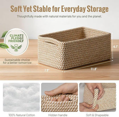 5 Pack Small Woven Storage Baskets - Image 3
