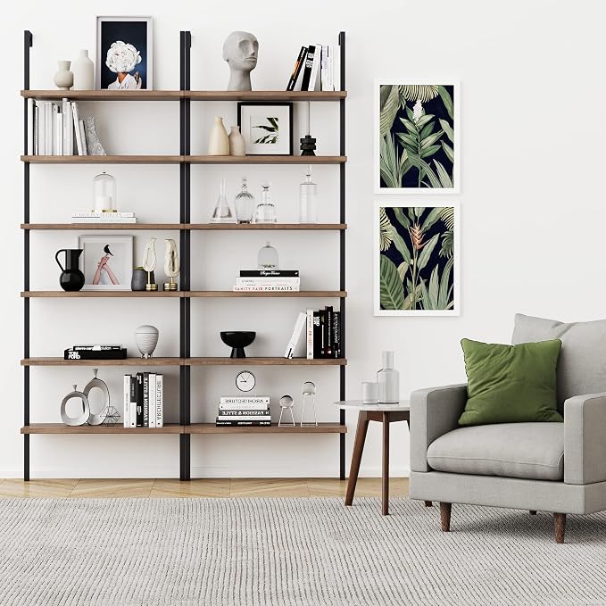 Nathan James Theo 6-Shelf Tall Bookcase, Wall Mount Bookshelf - Image 3