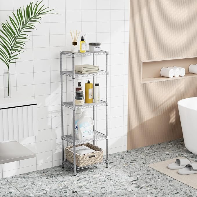 Small 5 tire Shelves Storage Wire Shelving Unit Metal Shelf Adjustable - Image 9