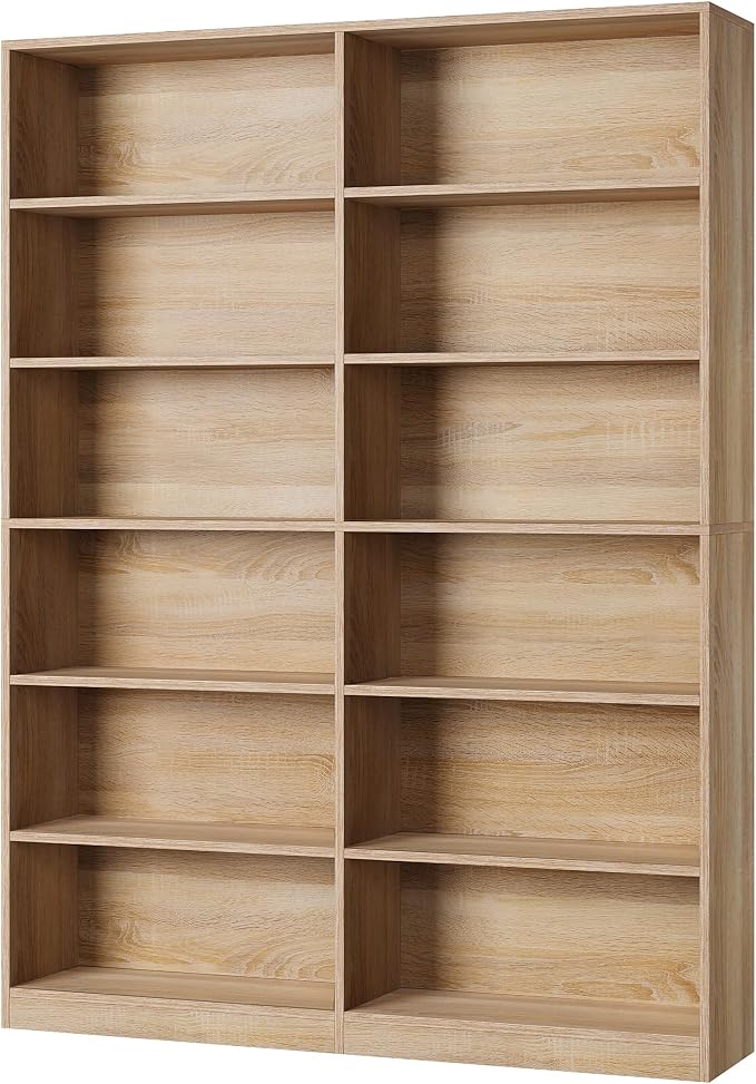 FACBOTALL Bookshelf and Bookcase, 6-Tier Double Wide Bookshelves, Freestanding - Image 7
