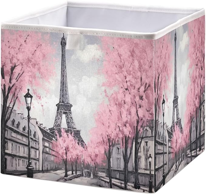 Paris Eiffel Tower Foldable Cube Storage Bin, Home Decor Organizer Storage by LLCxigua