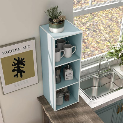 Homes: Inside + Out Apexa 3-Cube Storage Organizer Shelves, Stackable Wood - Image 13