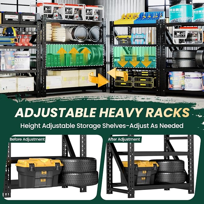 Heavy Duty Garage Storage Shelves 8000LBS Capacity, 4-Tier Adjustable - Image 4