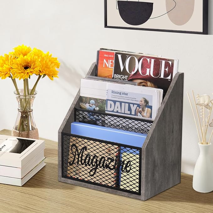 YINMIT Magazine Holder, Stepped 3 Tier Magazine Rack Floor, Magazine Storage - Image 7