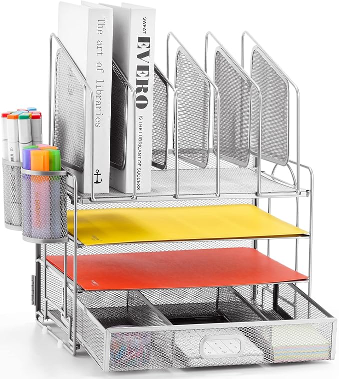 Marbrasse Desk Organizers, 4-Tier Mesh Desk File Organizer by Marbrasse
