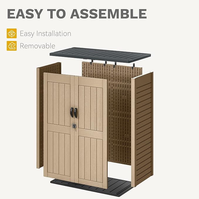 DWVO 59 Cu. Ft. Vertical Storage Shed, Weatherproof Outdoor Tall Cabinet - Image 5