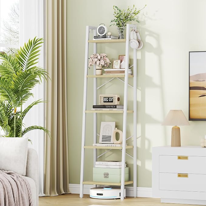 Hzuaneri Ladder Shelf, Freestanding Corner Storage Shelf | Bookcase by Hzuaneri