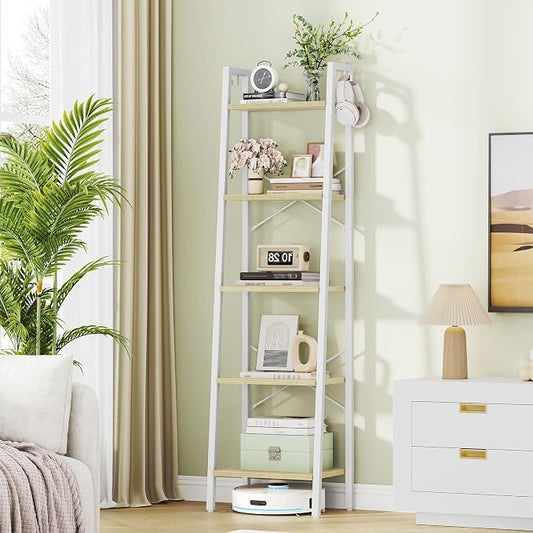 Hzuaneri Ladder Shelf, Freestanding Corner Storage Shelf | Bookcase by Hzuaneri