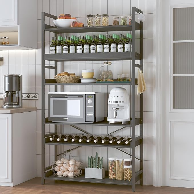 HCHQHS Bookshelf, Adjustable Industrial Bookcase, Vertical Tall Book Shelf - Image 9