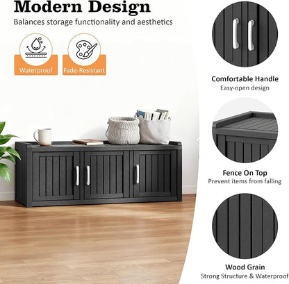 2-Tier Storage Bench, Waterproof UV-Resistant Outdoor Shoe Storage Cabinet - Image 4