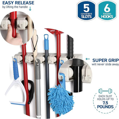 HOME IT Broom and Mop Holder Wall Mount – Heavy Duty Garage Organizer - Image 4