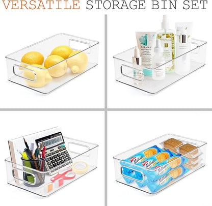 LotFancy Refrigerator Organizer Bins, 4 Pack, BPA Free Clear Plastic Storage - Image 7