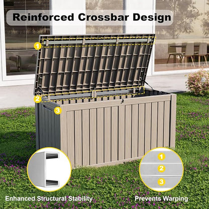 180 Gallon Large Deck Box, Resin Outdoor Storage Box - Image 3