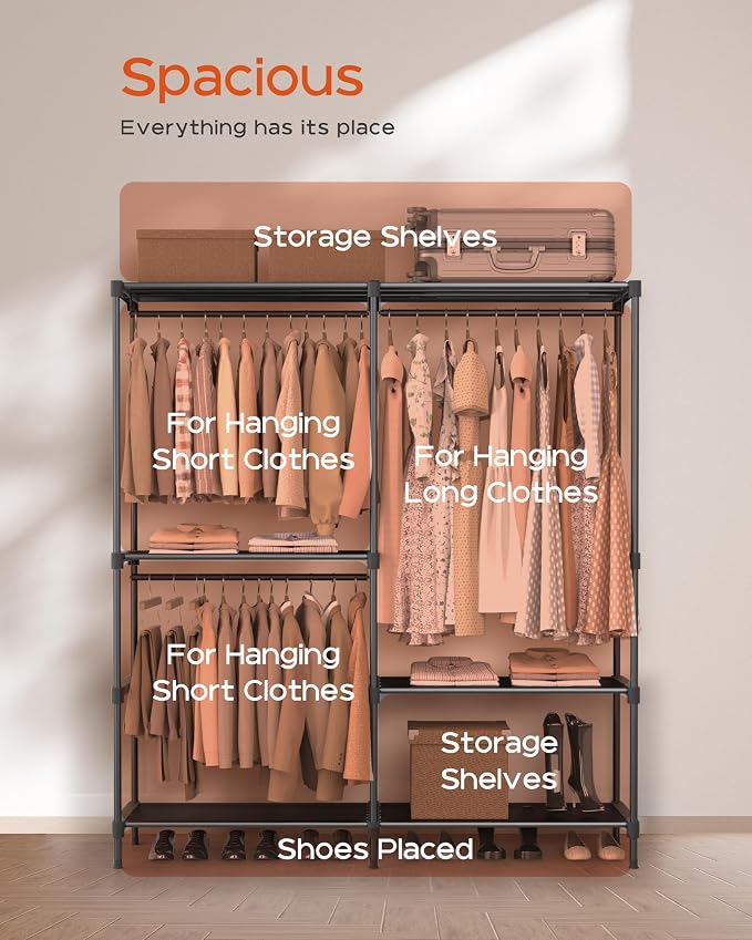 Clothes Rack, Portable Closet, 54.3 Inch Large Capacity Wardrobe Closet - Image 4