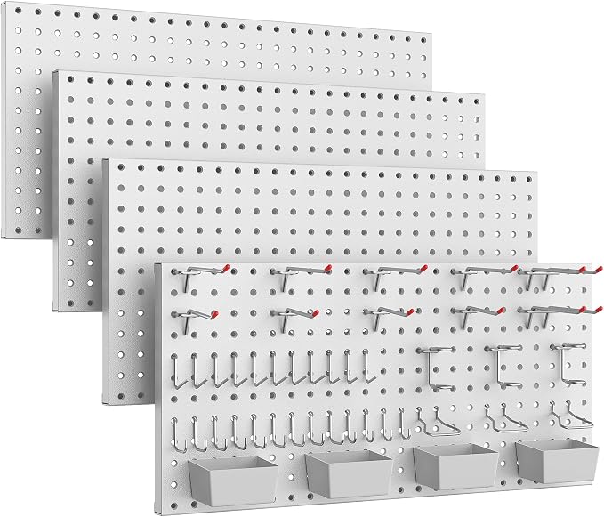 Pegboard Smith 48PCS Metal Pegboard Kit – 12"x24" Tool Storage Wall Organizer by Pegboard+Smith